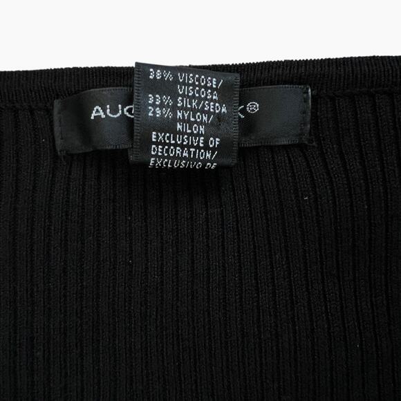 August Silk Petite Cardigan Sweater Large PL Black White Ruffle Collar Cuffs - Picture 5 of 6